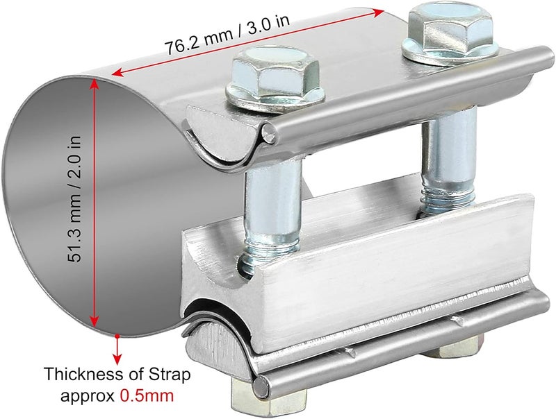 DOCAS 2.0 Inch 2" Butt Joint Exhaust Band Clamp Sleeve Stainless Steel 1 - Image 2